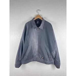 Dickies Quilted Work Jacket XL Gray Zip Up Insulated Canvas Coat Mens